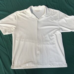Ease Textured Polo Shirt White Short Sleeve Men’s 2XL Casual Golf